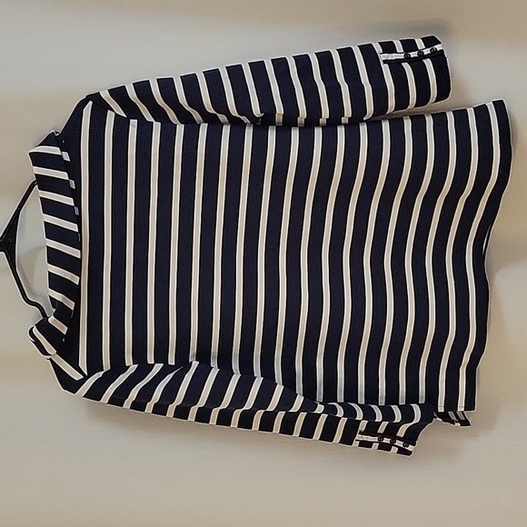 Sharon Young Size Small Navy blue and white striped top - Picture 2 of 4